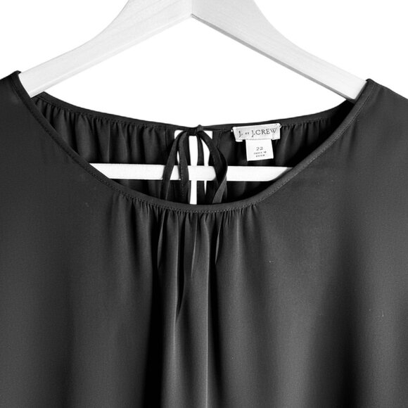 EUC J Crew Blouse Woman's sz 22 Dressy Black Sheer Peephole Tie back - Picture 4 of 12